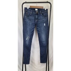 Hudson Skinny Jeans Size 31x30, Signature Flap, Dark Wash, Distressed Womens